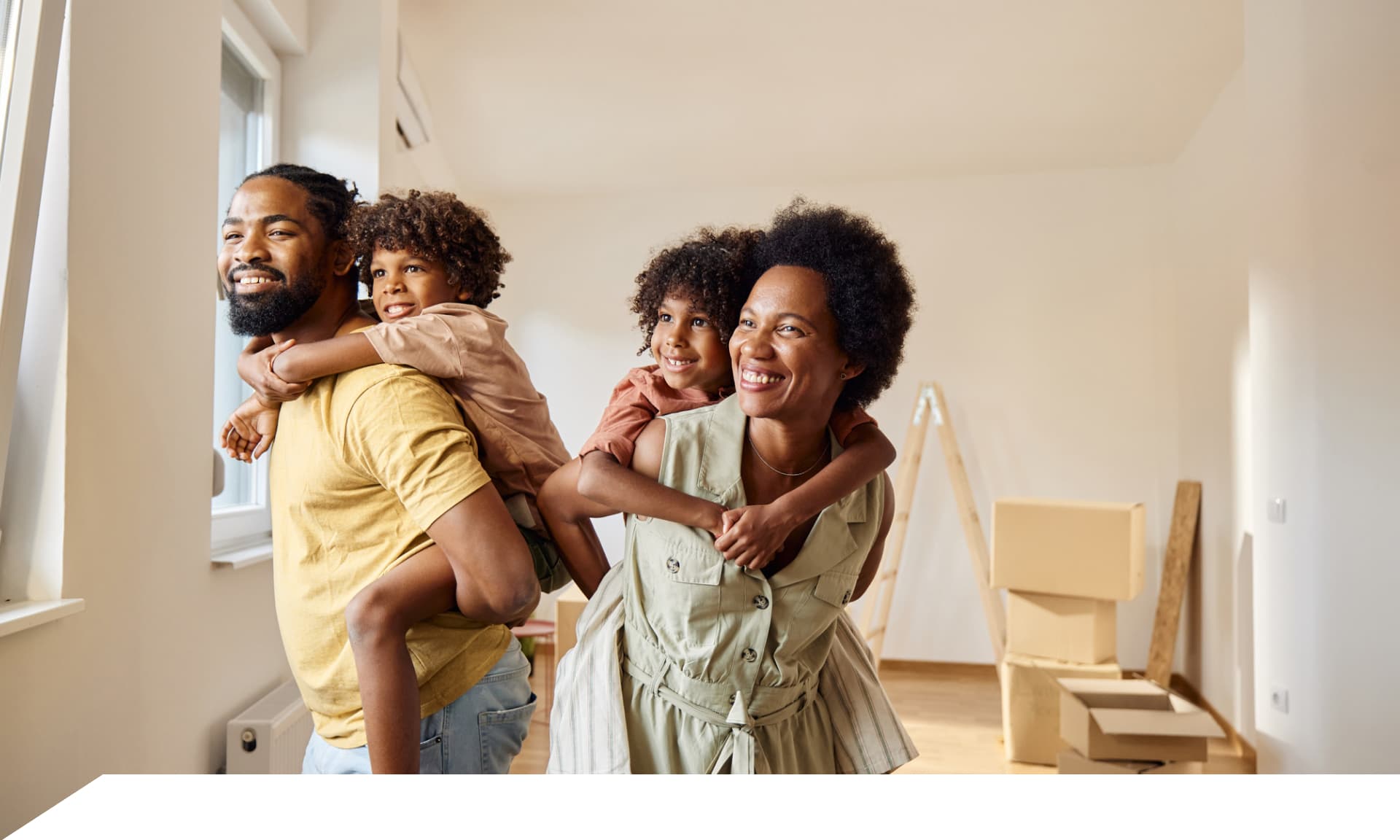 couple with kids in new home