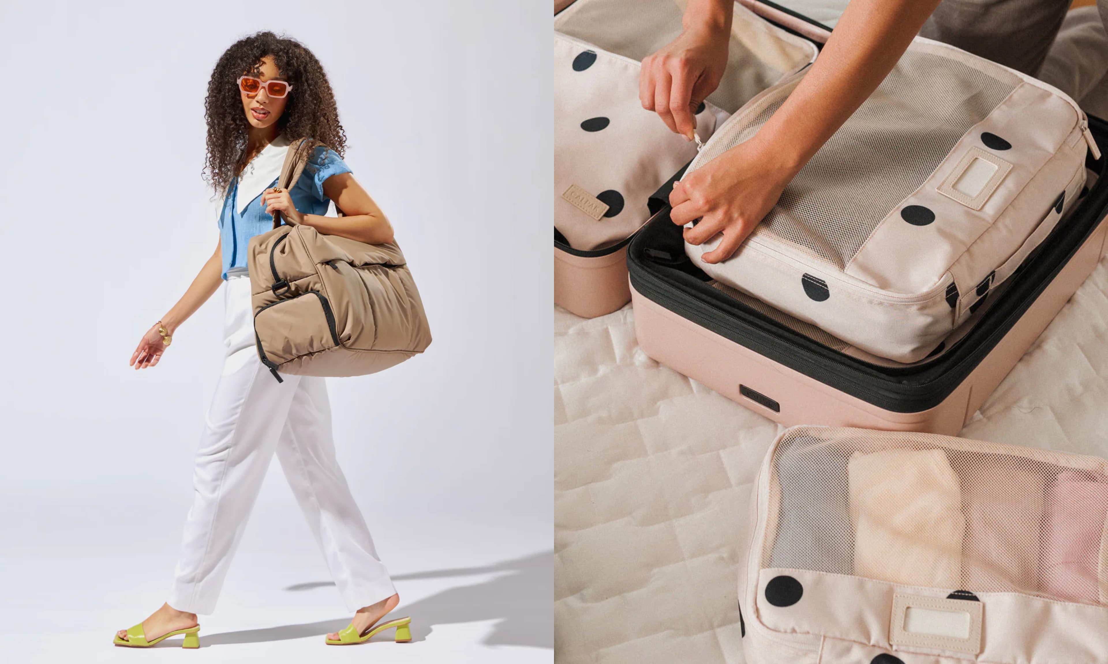 duffel bag, packing cubes