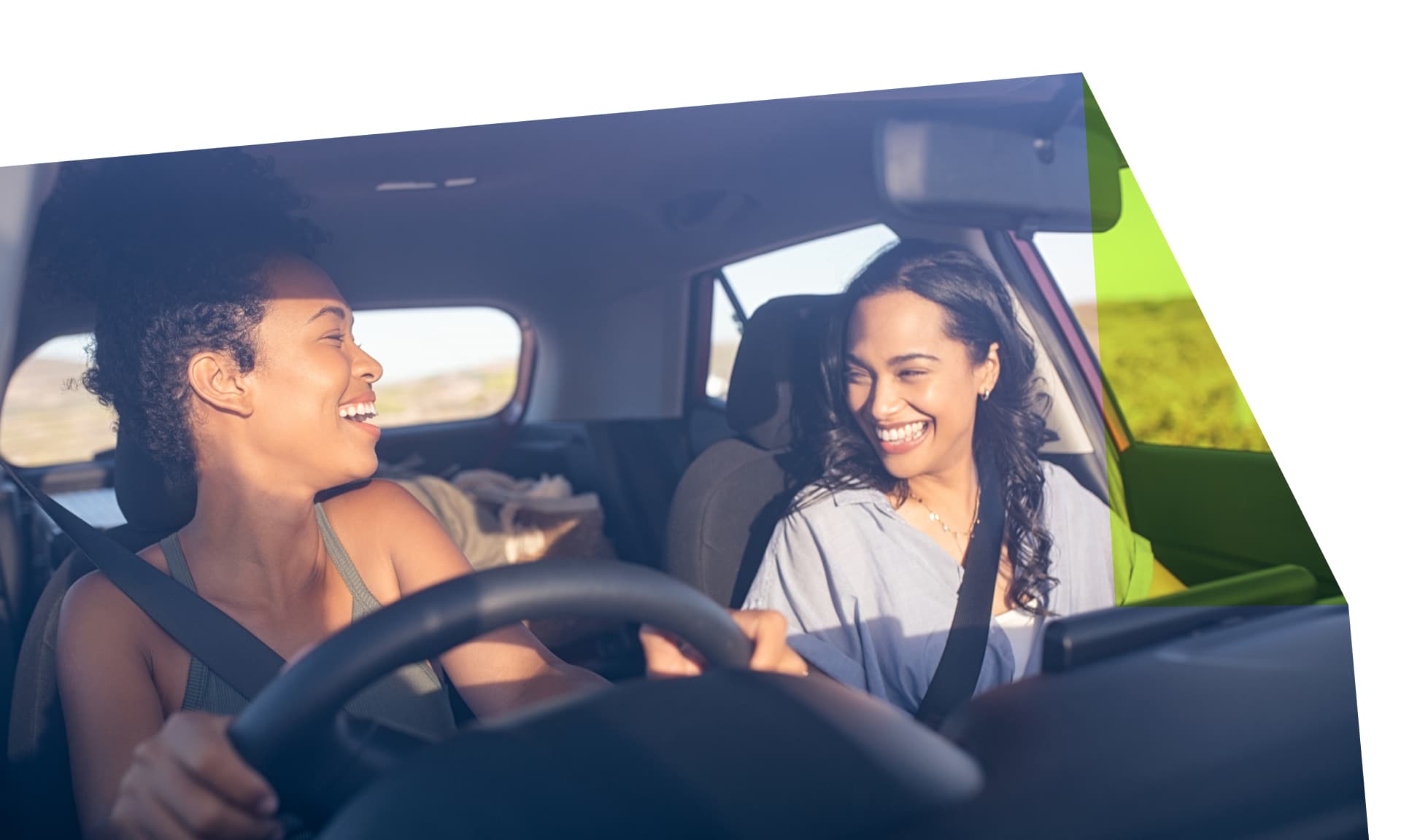 two women in a car together