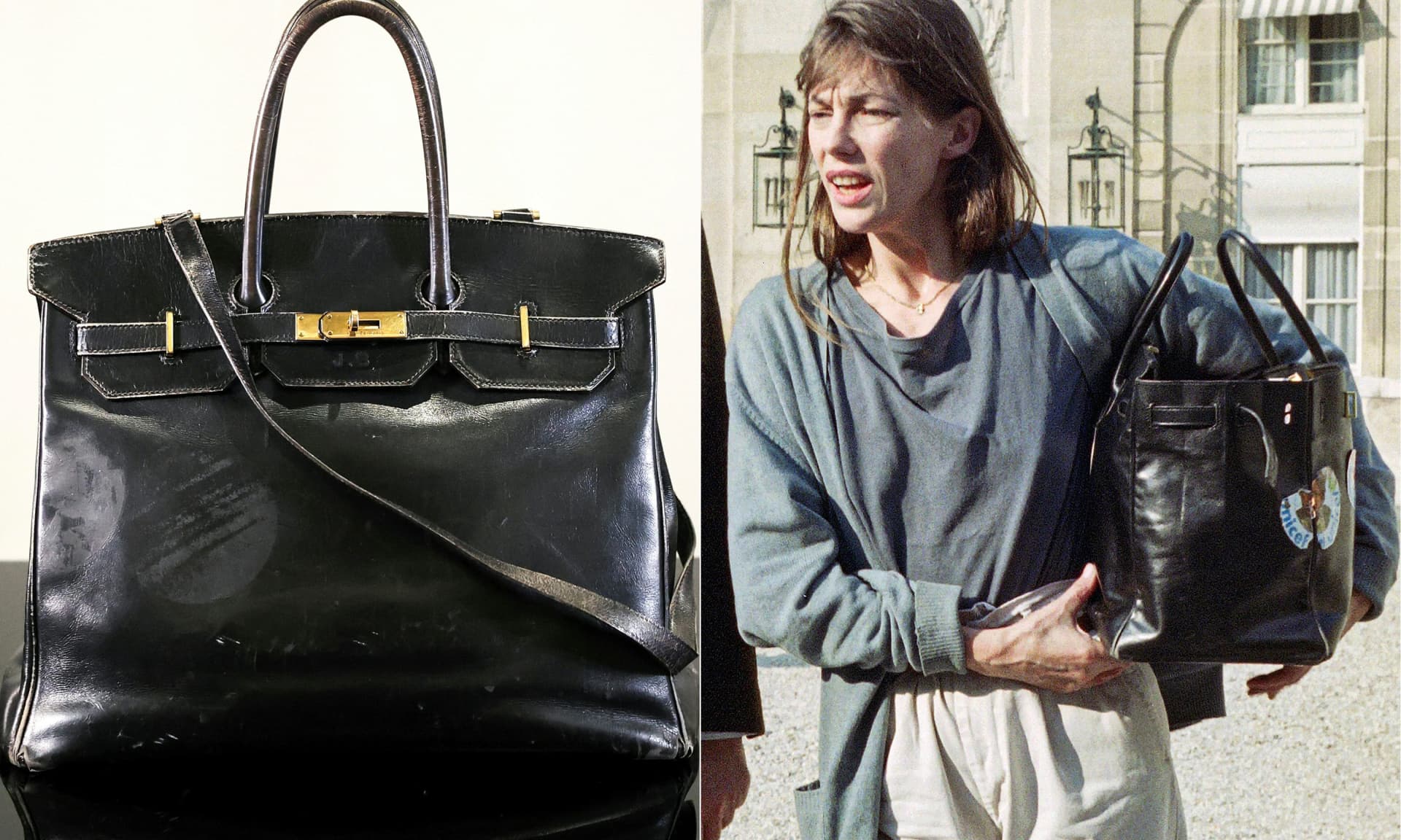 Jane Birkin and her eponymous bag in black