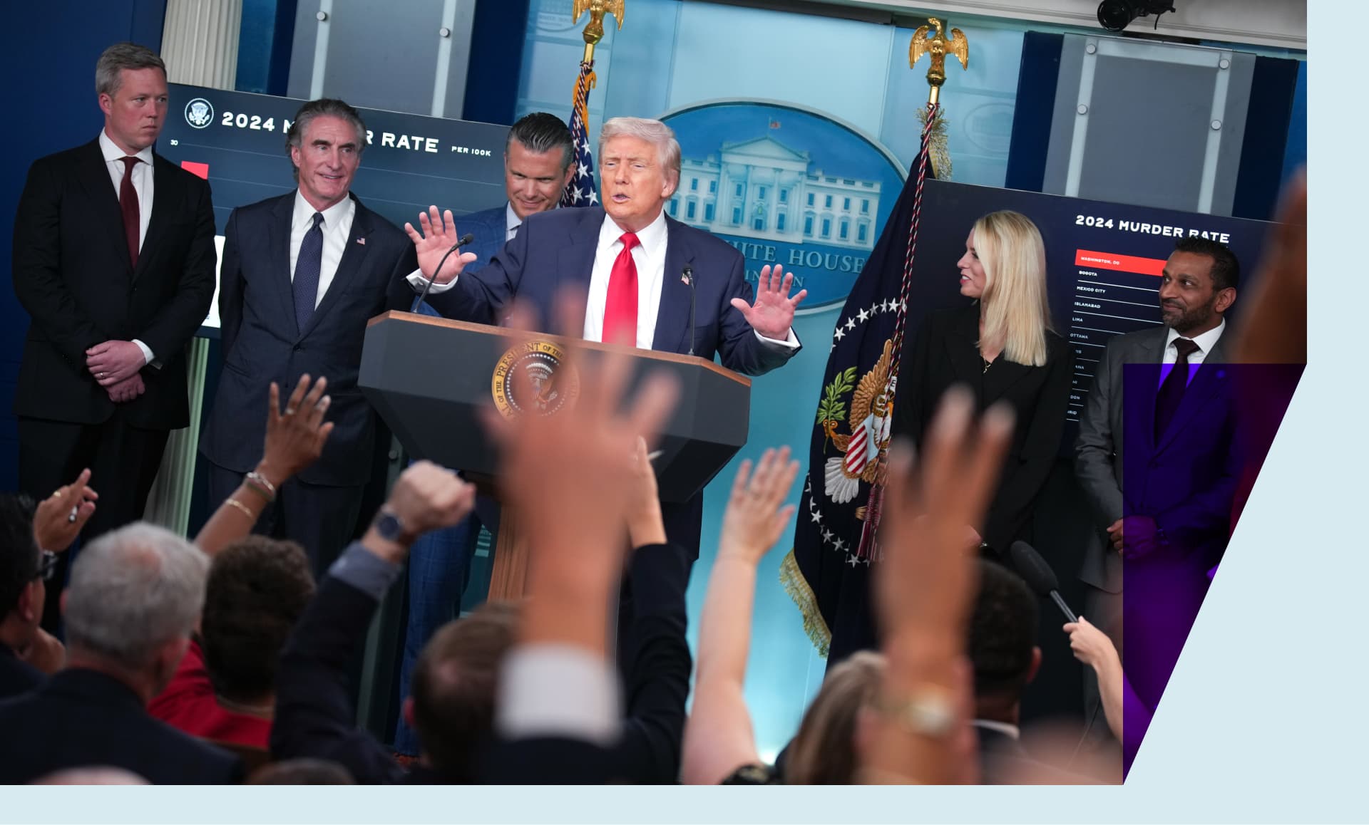 . President Donald Trump answers questions during a press conference in the James S. Brady Press Briefing Room of the White House