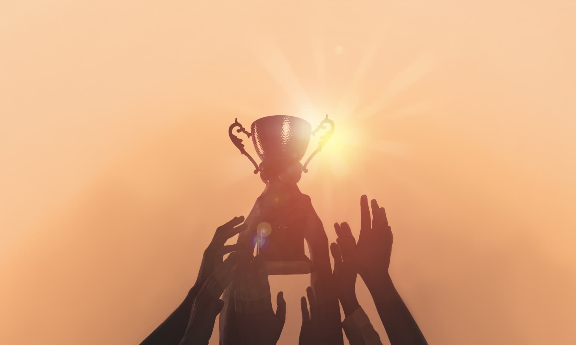 Trophy being held up