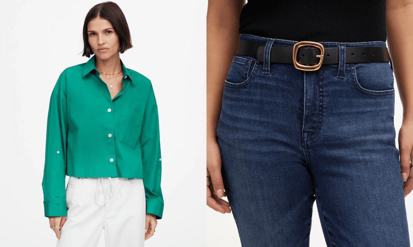 Madewell top, belt