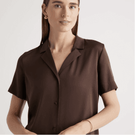 Quince Short-Sleeve Silk Blouse