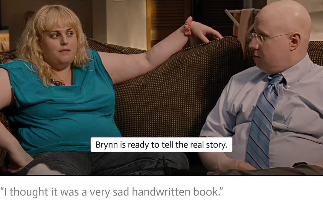 Bridesmaids "I thought it was a very sad handwritten book"