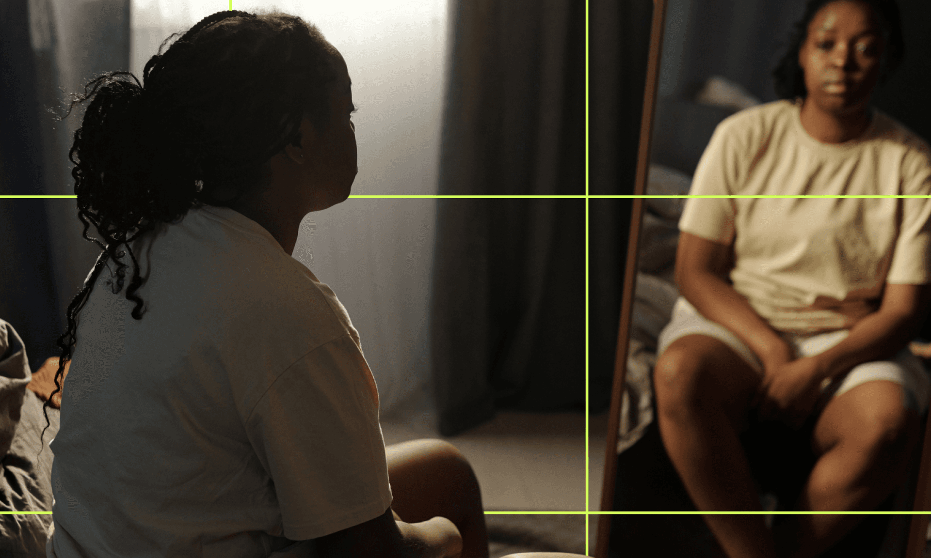 Woman laying on hospital bed